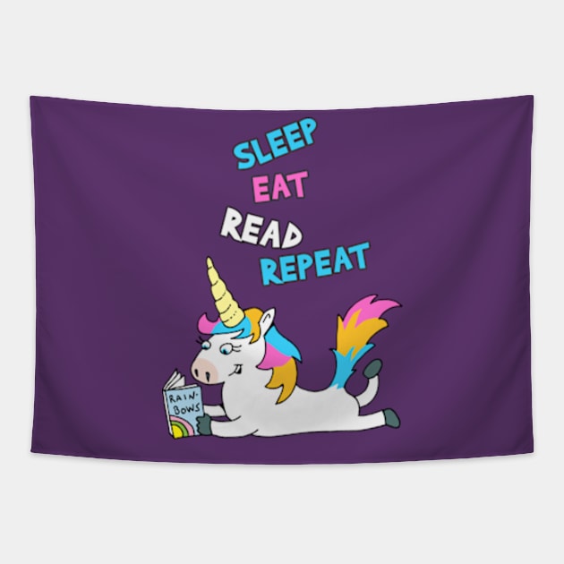 SLEEP EAT READ REPEAT Tapestry by vectormutt