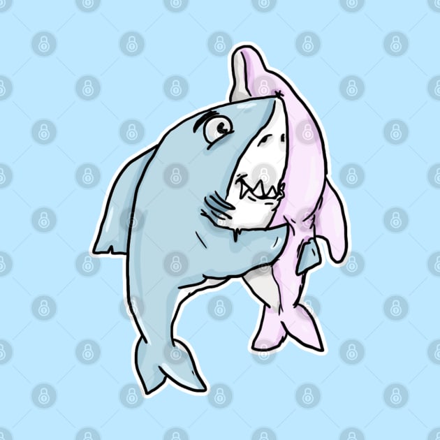 shark hugging a dolphin plush by The_shire_hobbit