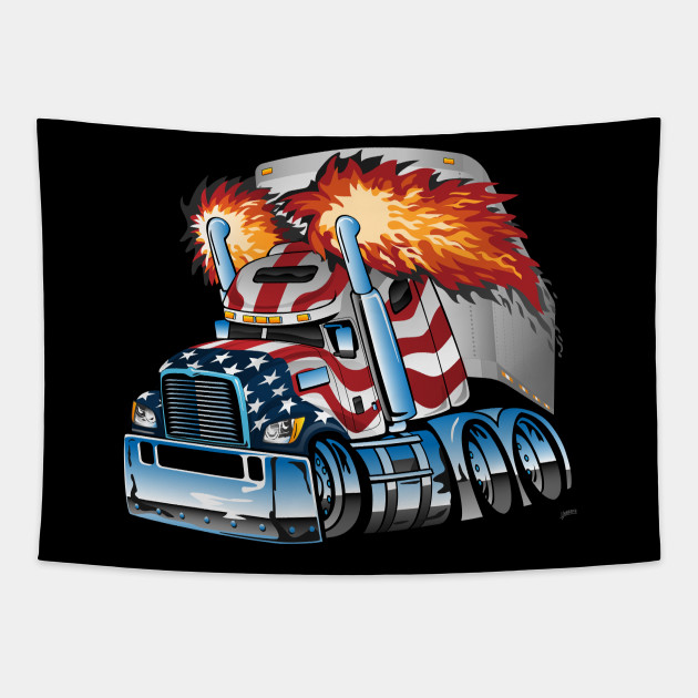 American Flag Semi Truck Driver Gifts Truck Lovers Trucker - Truck Driver -  Tapestry