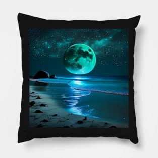 A Starry Sky Above a Blue Moon Beach Pillow