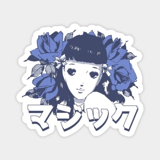 Anime Flower Girl 'Magic' In Japanese Aesthetic Otaku, Vintage Magnet