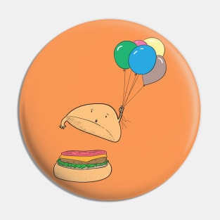 Hamburger holds balloons in the air Pin