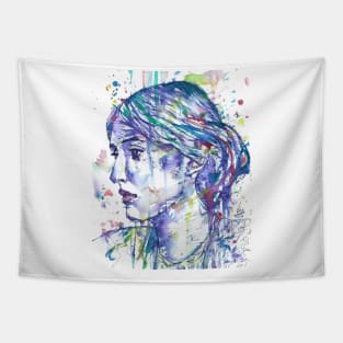 VIRGINIA WOOLF watercolor and ink portrait Tapestry