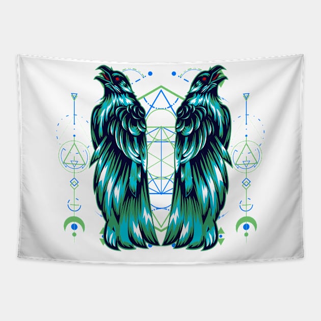 crow miror vintage geometric Tapestry by SHINIGAMII