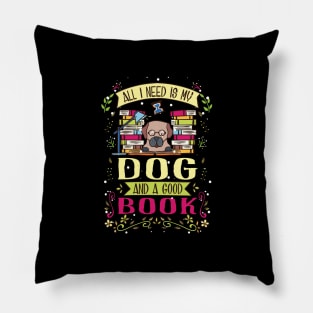 Book Lovers T Shirt library dog gift Pillow