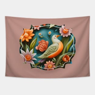 Bird floral mural Tapestry