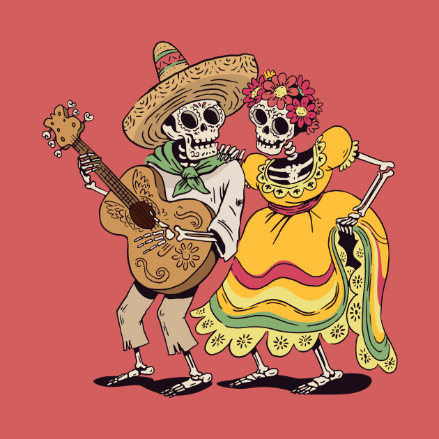 Day of the Dead Skeleton Couple Illustration by SLAG_Creative