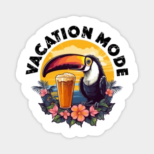 Toucan with Beer - Vacation Mode (Black Lettering) Magnet