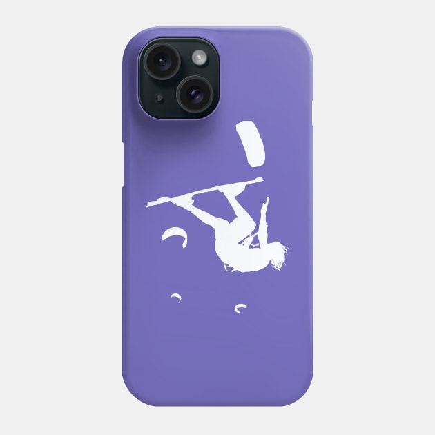 Kitesurfer Somersaulting White Vector Silhouette Phone Case by taiche