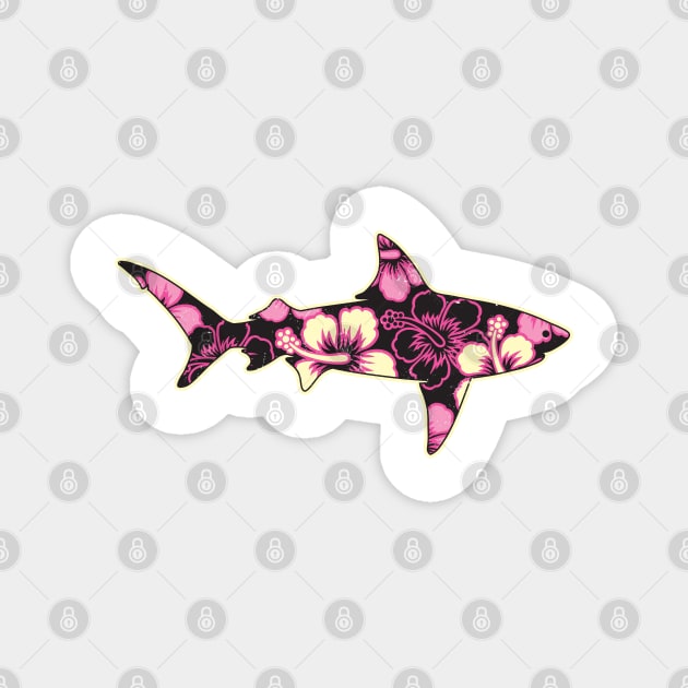 Hawaiian Hibiscus Shark Pink Magnet by analogdreamz