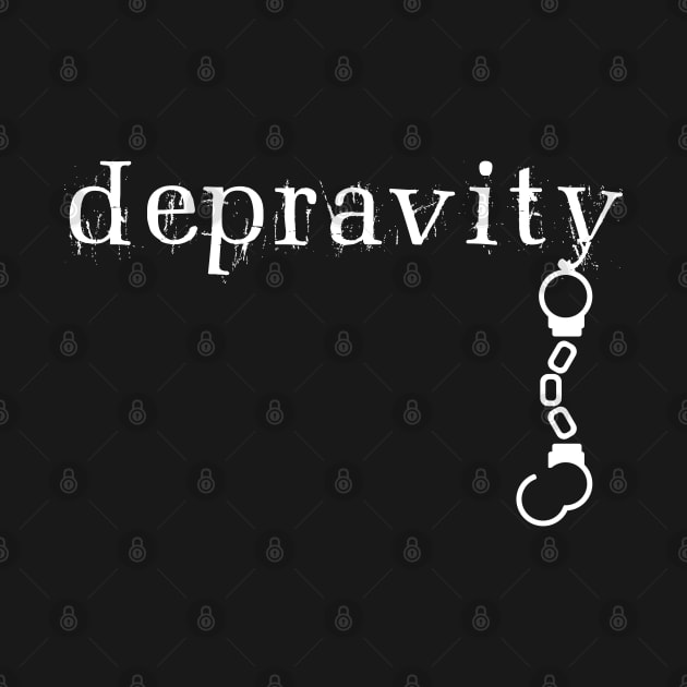 Depravity Handcuffs Hanging Dark Monotone by depravitee