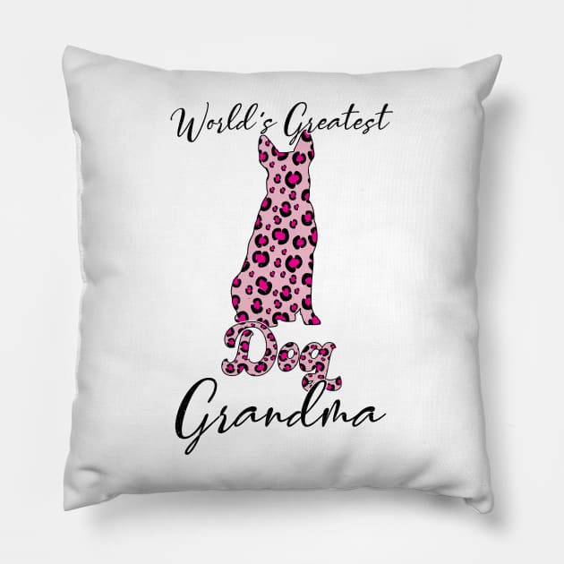 Leopard World's Greatest Dog Grandma  Cute Dog Owner Pillow by KB Badrawino