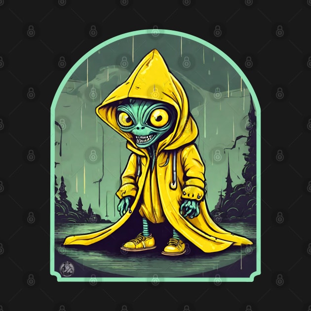 Alien in a yellow raincoat by Ilustradamus
