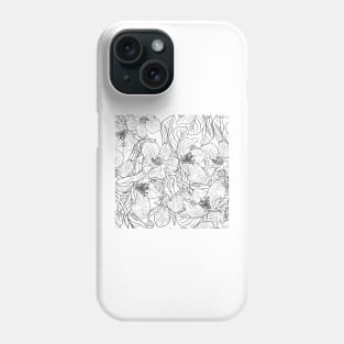 Cherry Blossom Flowers Black White Design Phone Case