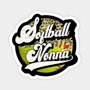 Softball Nonna Vintage Leopard Softball Family Matching Magnet