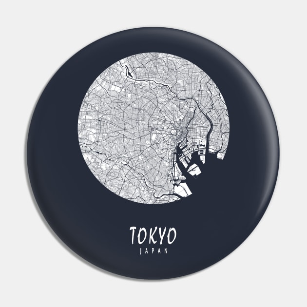 Tokyo, Japan City Map - Full Moon Pin by deMAP Studio