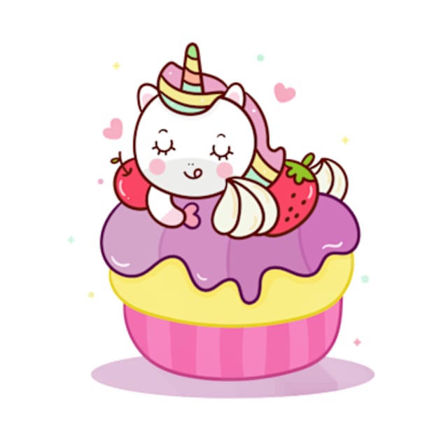 Kawaii Unicorn eating cupcake by Petko121212