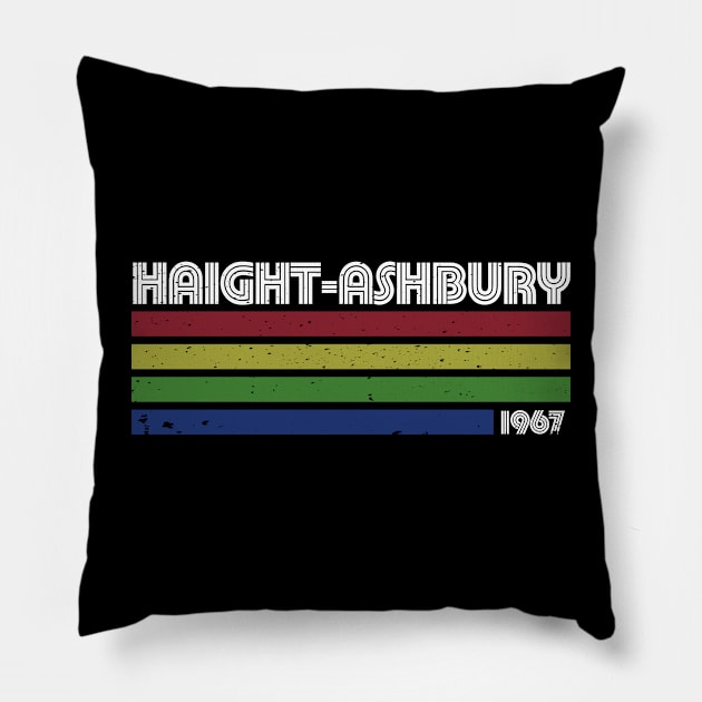 Haight-Ashbury 1969 - Retro Distressed Pillow by Brad T