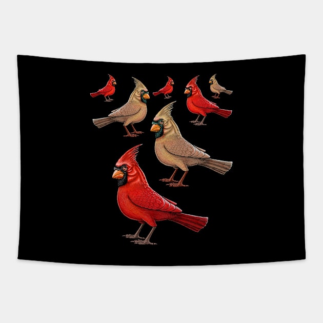 Red Cardinal birds Tapestry by Artardishop