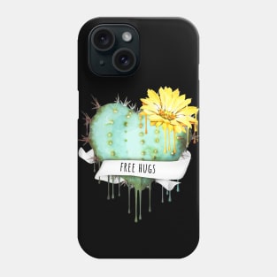 Cactus heart watercolor jellow flower free hugs Phone Case