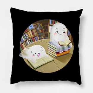 Kawaii ghosts in a library Pillow