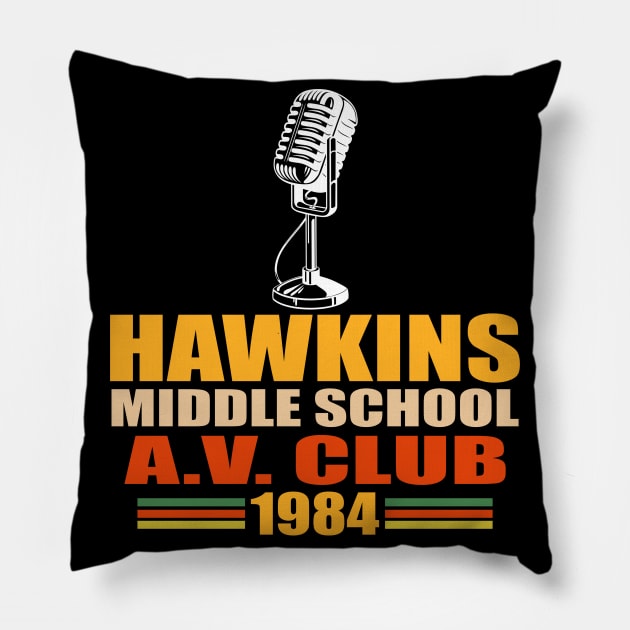 Stranger Things - Hawkins Middle School Pillow by rafahdara