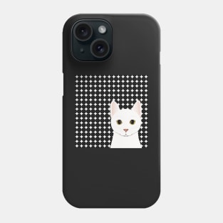 The cute white cat queen is watching you , white and black background pattern Phone Case