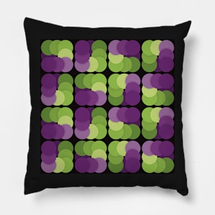 Purple and Green Abstract Circle Pattern Pillow