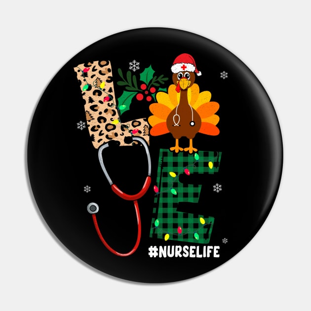 Leopard Plaid Christmas Nurse Life Thanksgiving Turkey Xmas Pin by Sandra Holloman