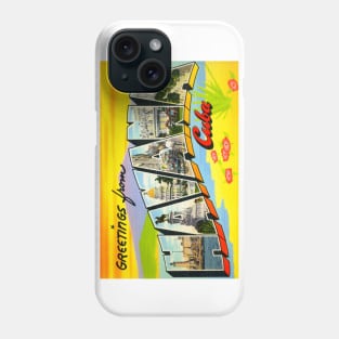 Greetings from Havana, Cuba - Vintage Large Letter Postcard Phone Case