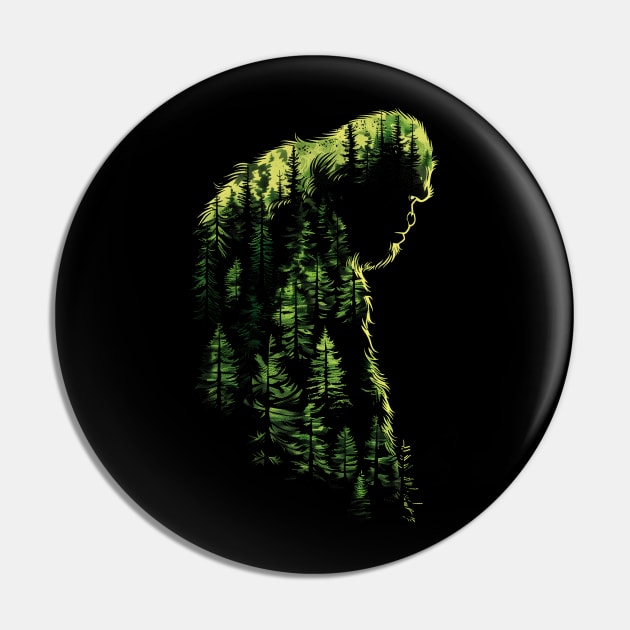 Double Exposure Bigfoot In the Forest Pin by ArtisanEcho