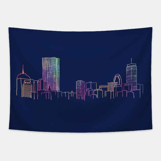 Boston Skyline 2 Tapestry by doodlesbydani