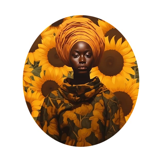 African Woman with Floral Background by merchbyjanel