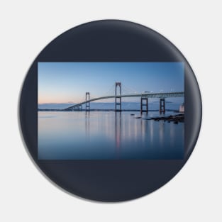 Newport Bridge at Morning Blue Twilight Pin