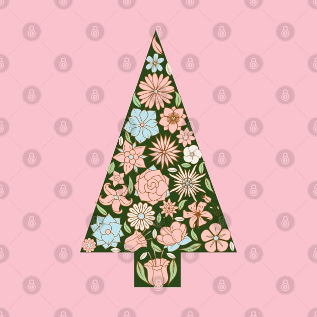 Pastel Flowers Christmas Trees by Miozoto_Design