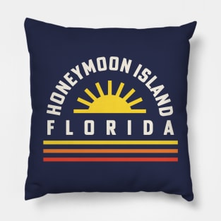 Honeymoon Island State Park Florida Retro Vintage Sunset Pillow