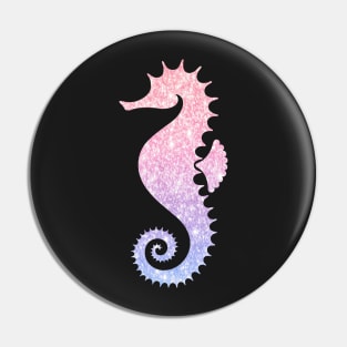 Pastel Pink and Purple Ombre Faux Glitter Seahorse Pin