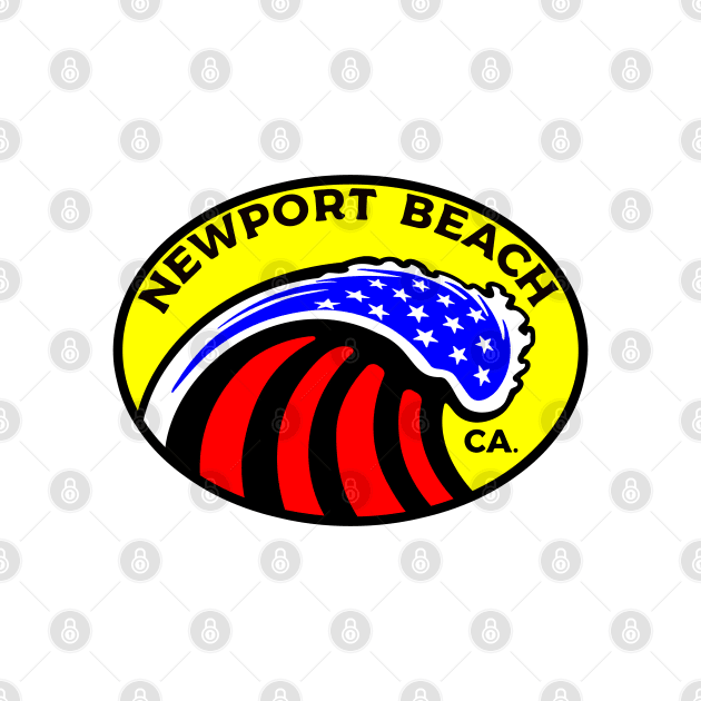 Newport Beach California Surfing Surf Patriotic Wave by DD2019