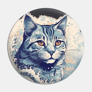 Mysterious Tranquil Ukiyo-e Cat Pin