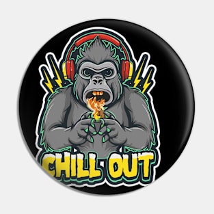 Urban Vibe: Gorilla Wearing Headphones Pin