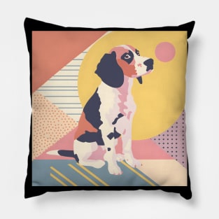70s Brittany Vibes: Pastel Pup Parade Pillow