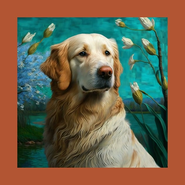 Golden Retriever Posing for a Painting by Star Scrunch