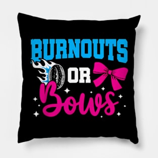 Burnouts or Bows Gender Reveal Baby Party Announcement Pillow