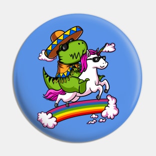 T-Rex Dinosaur Riding Unicorn Cinco de Mayo Pin