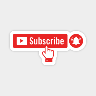 Red Subscribe Button with Notification Bell and Hand Magnet