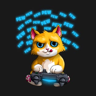 Pew Gamer Cat Funny PewPewPew Video Gaming Gift T-Shirt