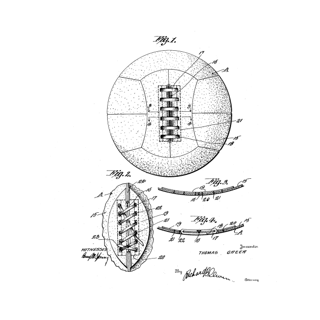 Football Lacing Vintage Patent Hand Drawing by skstring