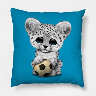 Snow leopard Cub With Football Soccer Ball Pillow