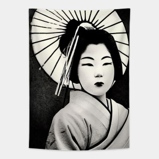 Japanese geisha with parasol, vintage style Tapestry