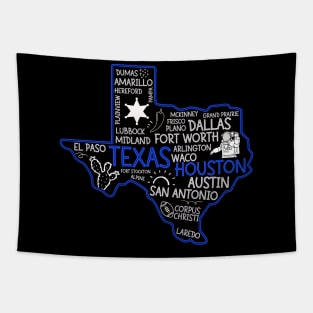 Houston Texas cute map Houston San Antonio Dallas Austin Fort Worth El Paso Tapestry